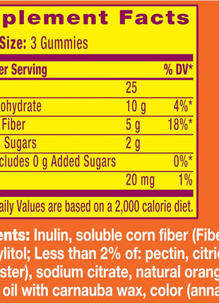 Metamucil Fiber Gummies for Adults, No Sugar Added Orange Flavor, 5g Prebiotic Plant Based Fiber Supplement Blend, 120 Count