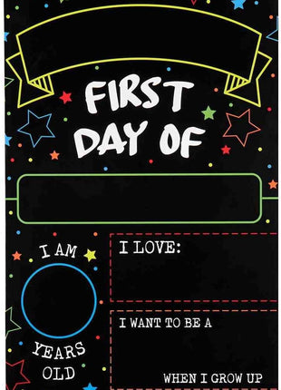 First Day Last Day of School Double Sided Sign (Dry Erase Board for Liquid Chalk Markers - 12 inch x 7.9 inch)