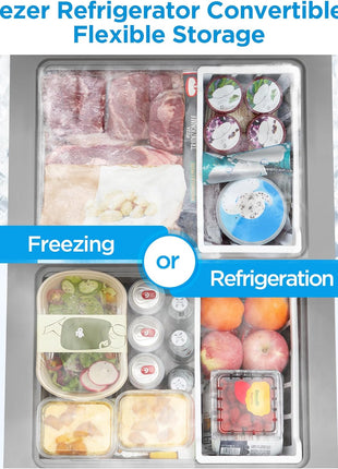 Midea MERC04C4BAWW Chest Freezer, 3.5 Cubic Feet Freezer With Removable Basket, Interior LED Light, Adjustable Temperature, For Kitchen Apartment Office, White