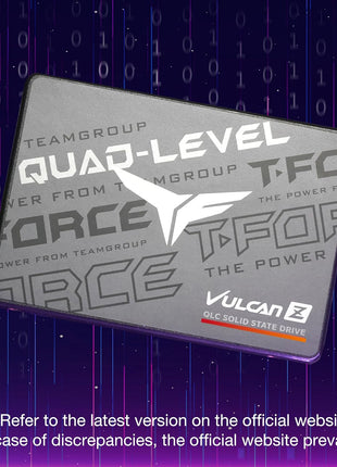 TEAMGROUP T-Force Vulcan Z 1TB SLC Cache 3D NAND QLC 2.5 Inch SATA III Internal Solid State Drive SSD (R/W Speed up to 550/470 MB/s) T253TY001T0C101