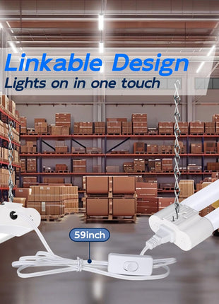 hykolity 4FT LED Shop Light, 42W [250W Equivalent],4400LM,5000K Daylight | Utility Linkable Shop Light Fixture,Hanging or Surface Mount, with Power Cord,Shop Lights for Workshop,ETL,White,4 Pack