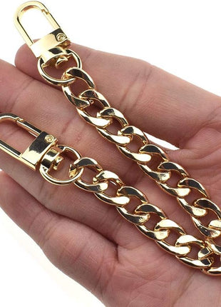 HAHIYO Purse Chain Strap 7.9 inches SPOT-ON Gold for Shoulder Cross Body Sling Purse Handbag Clutch Replacement Comfortable Flat 0.4' Wide Enough 2.4mm Extra Thick Metal 1 Pack