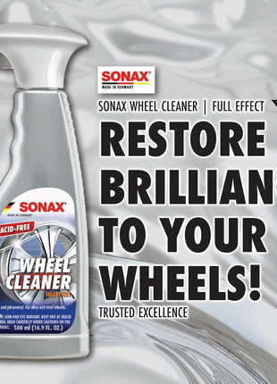SONAX Wheel Cleaner Full Effect (230200) | Non-Acid Rim Cleaner | Color Changing Wheel Cleaner | Brake Dust Cleaner | Non-Acid Iron Remover | (500 ml or 16.9 fl. oz.)
