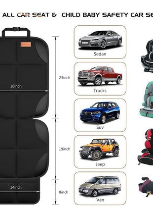 SMART ELF Car Seat Protector, 2Pack Seat Protector Protect Child Seats with Thickest Padding and Non-Slip Backing Mesh Pockets for Baby and Pet,Sedan SUV Truck (Black)