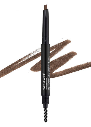 wet n wild Ultimate Eyebrow Retractable Definer Pencil, Medium Brown, Dual-Sided Brow Brush, Fine Tip, Shapes, Defines, Fills Brow Makeup