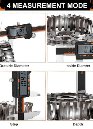 HARDELL Digital Caliper, 6 Inch Stainless Steel Caliper Measuring Tool with Large LCD Screen, Electronic Micrometer Caliper Digital Inch/Millimeter Conversion, Automatic Off(Ruler & 2 Batteries)