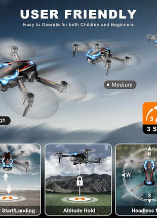 Drone with Camera for Adults, 2K HD FPV Drones with Upgrade Altitude Hold, One-Key Take Off/Landing, Speed Adjustment, Headless Mode, 2 Batteries, Toys Gifts for Teen Boys Girls, Beginner