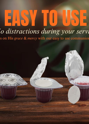Pre Packaged Traditional Communion Cups | Box of 500 with Juice and Wafer
