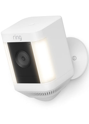 Ring Spotlight Cam Plus, Battery, Home or business security with HD video, Two-Way Talk, Color Night Vision, and Security Siren, White