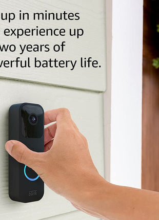 Blink Video Doorbell + Sync Module 2 — Two-way audio, HD video, two-year battery life, motion detection, chime app alerts, Works with Alexa (Black)