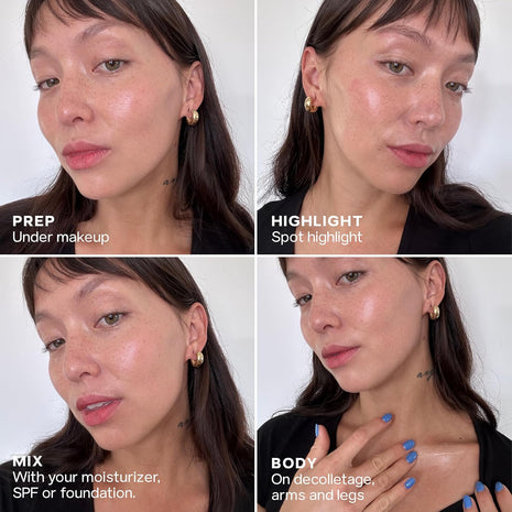 Saie Glowy Super Gel Lightweight Illuminator, Starglow Duo - Luminizer for Glowing Skin, Wear Alone or Under Makeup - Includes Full Size (1 fl oz) + Mini (0.5 fl oz)