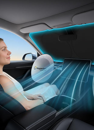Magnelex Car Windshield Sunshade | Innovative No-Light-Pass Technology for Maximum Protection | Foldable Sun Shade Keeps Your Vehicle Cool | Fit for Cars, Trucks, and SUVs | Large (63 x 33.8 in)
