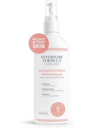 Veterinary Formula Clinical Care Hot Spot & Itch Relief Medicated Spray, 8oz 芒聙聯 Easy to Use Spray for Dogs & Cats 芒聙聯 Helps Alleviate Sensitive Skin, Scratching, and Licking of Coat (1 Pack)