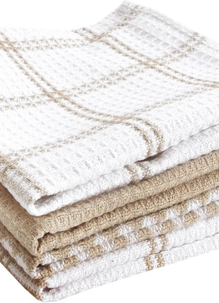 T Fal Premium Waffle Dish Cloths: Highly Absorbent, Super Soft Long Lasting   100% Cotton, 12 inchx13 inch Flat Waffle Dish Towel for Cleaning & Drying Dishes, (4 Pack), Sand