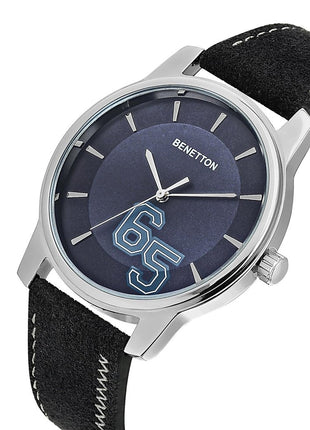 United Colors of Benetton Iconic Analog Watch for Man with Blue Round Dial & Blue Leather Strap Band Water Resistant Men's Wrist Watches - UWUCG2001