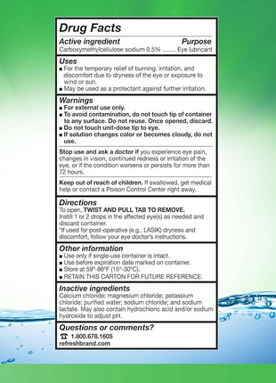 Refresh Plus Lubricant Eye Drops, Preservative Free, 0.01 Fl Oz Single Use Containers, 50 Count, Packaging May Vary