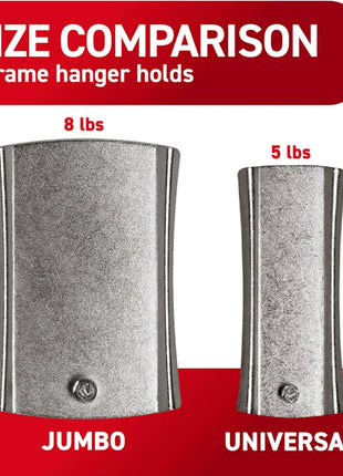 Command 8 lb Jumbo Universal Picture Hanger, 3 Frame Hangers and 8 Command Strips for Sawtooth, D-Ring, Wire, Keyhole and Other Frames, Damage-Free Hanging for Home Decor