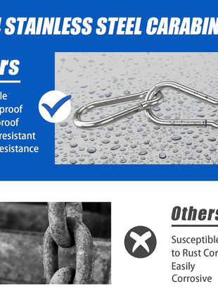 Small Carabiner Clip Hooks, 10pcs 1.57 inch Carabiners Heavy Duty, 304 Stainless Steel Spring Snap Hook Fits Camping Hiking, Metal Clips for Rope Chain Keychain Keys Rings