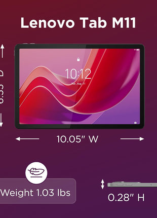 Lenovo Tab M11, 11" Display, MediaTek Helio G88 Octa-Core, 4GB RAM, 128GB SSD, 1920x1200 px, Ambient Light-Sensor, 10 Hour Battery, Comes w/Folio Case, Luna Grey