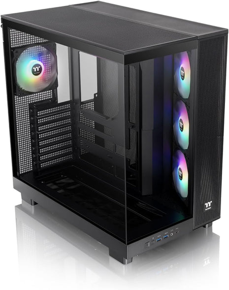 Thermaltake View 380 XL TG ARGB; 4x120mm ARGB Lite Fans Included; 360mm Radiator Support; 420mm GPU Clearance; Hidden Connector Support; Dual Chamber; Black; CA-11E-00M1WN-00