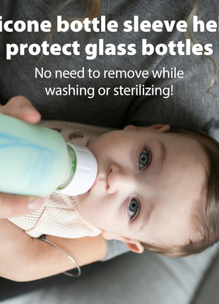 Dr. Brown's Natural Flow Anti-Colic Options+ Narrow Glass Baby Bottle 8 oz/250 mL, with Level 1 Slow Flow Nipple, 2 Pack, 0m+