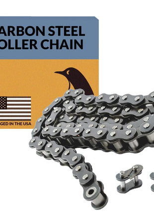 PGN #40 Roller Chain - 10 Feet  2 Free Connecting Links - Carbon Steel Chains for Bycicles, Mini Bikes, Motorcycles, Go-Karts, Home and Industrial Machinery - 239 Links