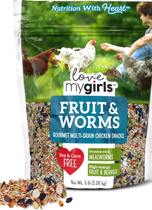 Love My Girls: Chicken Snacks - Pumpkin & Worms - 2lb Bag - Global Harvest, Gourmet Multi-Grain Treats, Corn-Free, Nutritious & Protein Rich Mealworms