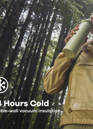 Hydro Flask Water Bottle - Insulated Stainless Steel - Straw Lid, Non Spill, Leakproof 24 Oz Black