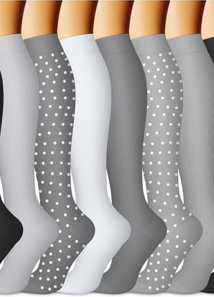 CHARMKING Compression Socks for Women & Men (8 Pairs) 15 20 mmHg Graduated Copper Support Socks are Best for Pregnant, Nurses   Boost Performance, Circulation, Knee High & Wide Calf (L/xL, Black)