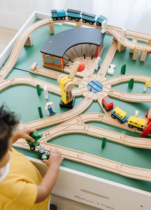 Melissa & Doug Wooden Railway Set, 130 Pieces