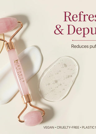 Rose Quartz Face Roller - Depuffs & Smoothes Fine Lines and Wrinkles
