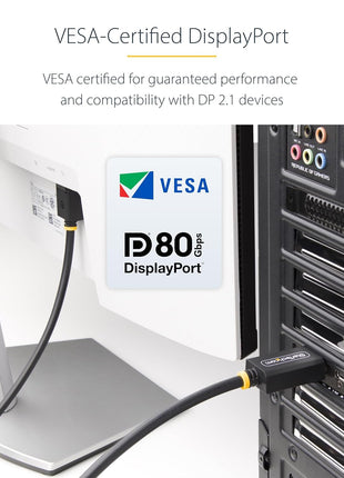StarTech.com 3ft DisplayPort 2.1 Cable, VESA Certified DP80 DisplayPort Cable w/UHBR20/HDR/DSC 1.2a/HDCP 2.2, 16K/8K 60Hz