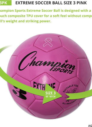Champion Sports Extreme Series Soccer Ball – Sizes 3, 4, 5, Soft Touch, All Weather, High Air Retention, Youth & Adult League Balls for Training, Games, Outdoor & Indoor Play, Multiple Colors