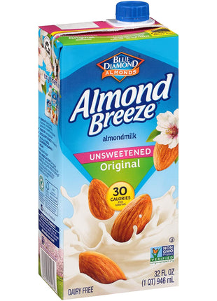 Almond Breeze Dairy Free Almondmilk Unsweetened Original 32 Oz Boxes, 6 Count