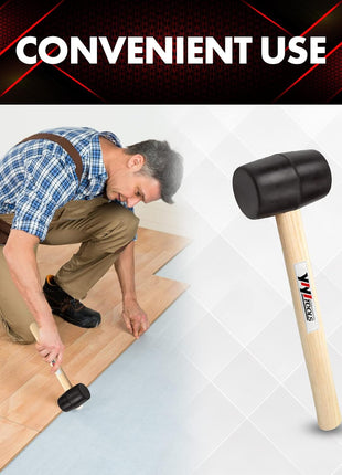 YIYITOOLS YY-2-005 Rubber Mallet Hammer With Wood Handle–8-oz, black