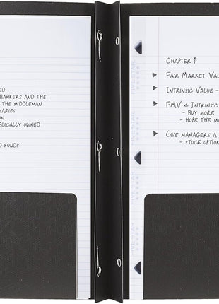 Five Star 2-Pocket Folder, Plastic Folder with Stay-Put Tabs and Prong Fasteners, Holds 8-1/2 inch x 11 inch Paper, Black (72113)