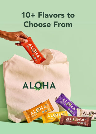 ALOHA Organic Plant Based Protein Bar | Peanut Butter Chocolate Chip, 12 Ct | 14g Plant-Based Protein, 10g Fiber, 5g Sugar | GLP-1 & Keto Friendly, No Sugar Alcohols | Non-GMO, Vegan & Dairy Free