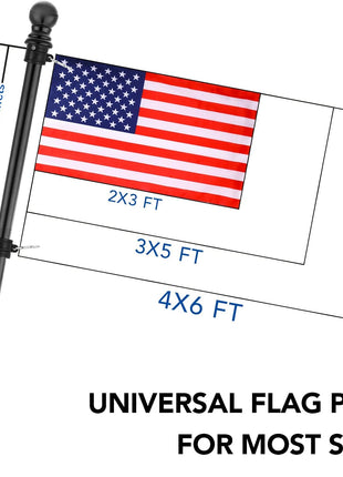 Yeesun Flag Pole,6FT American Flag Pole & Bracket-Flagpoles for 3 x 5 Flags Holder for House Porch & Outdoor,Tangle Free and Wall Mount Flag Pole Kit (Without flag,Black)