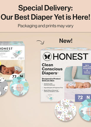 The Honest Company Daytime Diapers, All the Alpacas, Size Newborn, 72 Count
