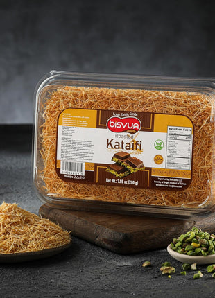 BISVUA Premium Roasted Kataifi Pastry 200g (7.1 oz) ??Golden Toasted Shredded Fillo Dough for Dubai Chocolate Filling, Pistachio Cream Recipes, Kunafa Dough & Crunchy Dessert w/ Katafi? and Knafeh