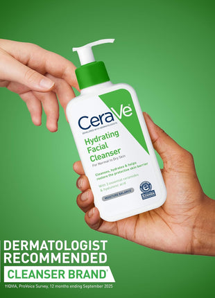 CeraVe Hydrating Facial Cleanser, Moisturizing Face Wash For Dry Skin, Hyaluronic Acid + Ceramides + Glycerin, Hydrating Cleanser For Normal To Dry Skin, National Eczema Association Certified, 16 Oz