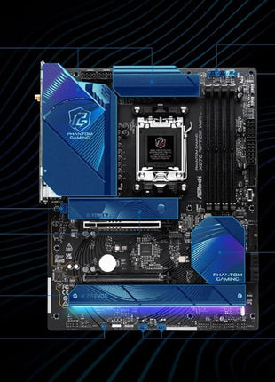 ASRock Phantom Gaming X870 Riptide WiFi 7 AMD Ryzen Socket AM5 ATX Motherboard DDR5 DIMMs 8000 MHz 256 GB USB4 M.2 SATA3 6.0 Gb/s