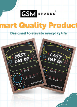 First Day Last Day of School Chalkboard Double Sided Sign with Frame - 14 inch x 10 inch