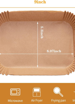 Ecfvtp Air Fryer Disposable Paper Liner, 100PCS Food Grade Parchment Liners for Ninja DZ201, Air Fryer Accessories Baking Paper (9 * 6,Thicken Natural)