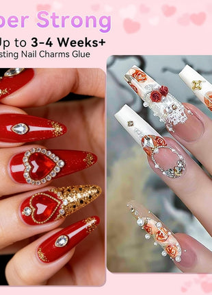 Makartt Nail Rhinestone Glue for Nails: Super Strong Gel Nail Glue for Decorations Nail Charm 3D Nails Bling Gel for Nail Gem Nail Art Jewel Diamonds 30ML Cured Need Beauty