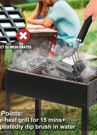 Grill Brush and Scraper Bristle Free – Safe BBQ Brush for Grill – 18'' Stainless Grill Grate Cleaner - Safe Grill Accessories for Porcelain/Weber Gas/Charcoal Grill – Gifts for Grill Wizard