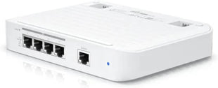 UBIQUITI UniFi Switch Flex XG - Layer 2 switch with 4 10GbE RJ45 ports and 1 GbE, 802.3at PoE+ RJ45 input.