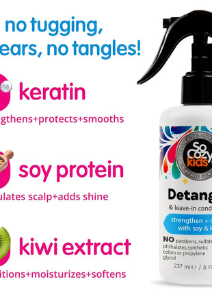 SoCozy Detangler Leave-In Conditioner Spray For Kids Hair, Fruity-Tutti, 8 Fl Oz (Pack of 1)