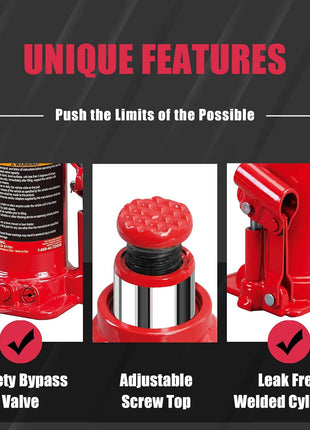 Torin T90413 Big Red Hydraulic Bottle Jack with Carrying Case, 4 Ton (8,000 lb) Capacity