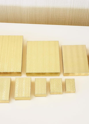 TheDisplayGuys - 25-Pack #82 Kraft Paper Cardboard Gift Boxes/Jewelry Cases w. Cotton Padding & Lid - Gold Foil - (8.0 inch x 2.0 inch x 1.0 inch)